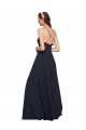 Online Long Chiffon Bridesmaid Dress with Criss Cross Straps and Ruffles UK