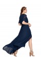 Online V-Neck Plush Chiffon Bridesmaid Dress with Flutter Sleeves UK