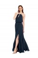 Online Grecian Style Halter Chiffon Bridesmaid Dress with Keyhole and Slit UK