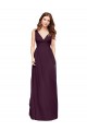 Online Plunging V-Neckline Long Chiffon Bridesmaid Dress with Deep V-Back UK