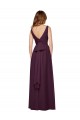 Online Plunging V-Neckline Long Chiffon Bridesmaid Dress with Deep V-Back UK