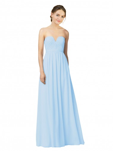Online Full Length Chiffon Bridesmaid Dress with Deep Sweetheat and Shirred Bodice UK