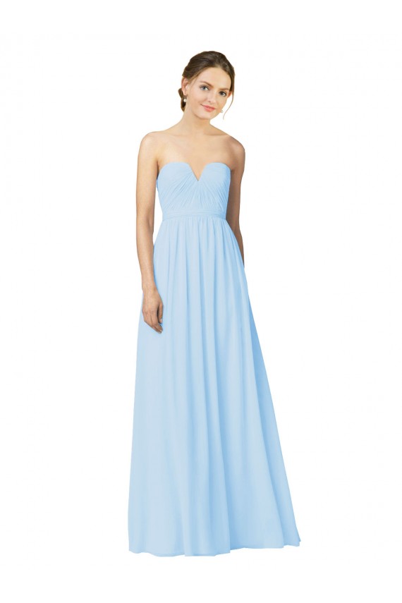 Online Full Length Chiffon Bridesmaid Dress with Deep Sweetheat and Shirred Bodice UK