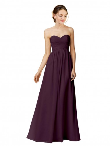Online Strapless Chiffon Bridesmaid Dress with Criss Cross Shirred Bodice UK