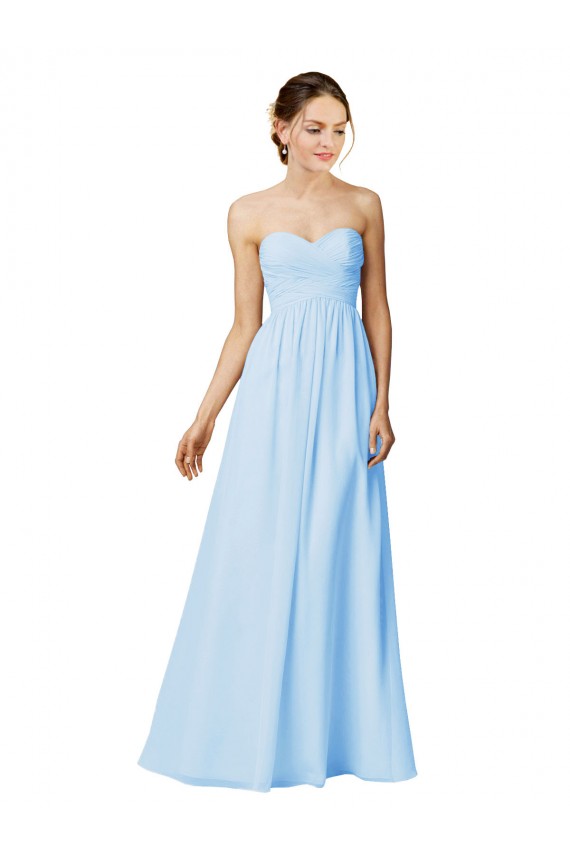 Online Strapless Chiffon Bridesmaid Dress with Criss Cross Shirred Bodice UK
