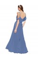Online Mock-Wrap Off the Shoulder Long Chiffon Bridesmaid Dress with Side Slit UK