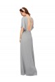 Online V-Neck Long Chiffon Bridesmaid Dress with Dolman Sleeved Bodice and Slit UK