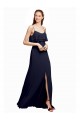 Online Draped Long Chiffon Bridesmaid Dress with Straps and Layers UK