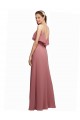 Online Draped Long Chiffon Bridesmaid Dress with Straps and Layers UK