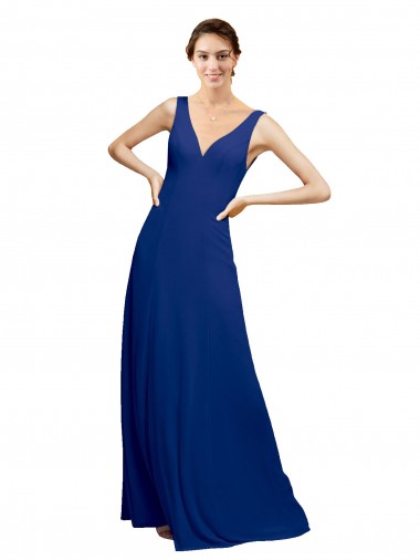 Online V-Neck Sheath Chiffon Bridesmaid Dress with V-Back UK