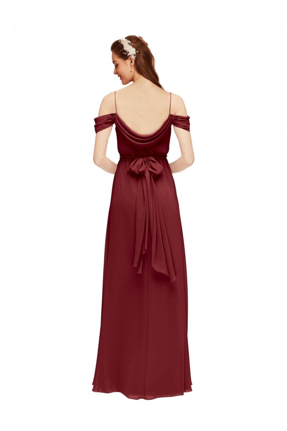 Online Grecian Inspired Draped Off the Shoulder Long Chiffon Bridesmaid Dress UK