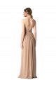Online Halter V-Neck A-Line Chiffon Bridesmaid Dress with Shirred Skirt UK