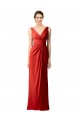 Online Shirred Long Floor Length Chiffon Bridesmaid Dress with V-Back UK