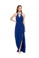 Online High Keyhole Neck Long Chiffon Bridesmaid Dress with Slit UK