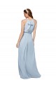 Online High Keyhole Neck Long Chiffon Bridesmaid Dress with Slit UK