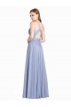 Online Ruched Criss Over Bodice Chiffon Bridesmaid Dress with Lace Open Back UK