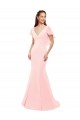 Online Fit and Flare Chiffon Bridesmaid Dress with V-Neck and Flutter Sleeves UK