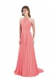 Online Draped A-Line Chiffon Bridesmaid Dress with Halter Keyhole Neckline UK
