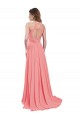 Online Draped A-Line Chiffon Bridesmaid Dress with Halter Keyhole Neckline UK