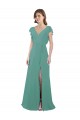 Online Full Length Chiffon Bridesmaid Dress with Ruffled Cap Sleeves and Side Slit UK