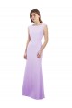 Online Chiffon Column Bridesmaid Dress with High Round Neckline and Cap Sleeves UK