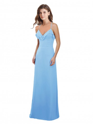 Online Slim Chiffon Bridesmaid Dress with Ruffled Sweetheart Neckline UK