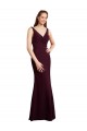 Online Floor Length Fluted Chiffon Dress with Draped Bodice and V-Neckline UK