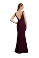 Online Floor Length Fluted Chiffon Dress with Draped Bodice and V-Neckline UK