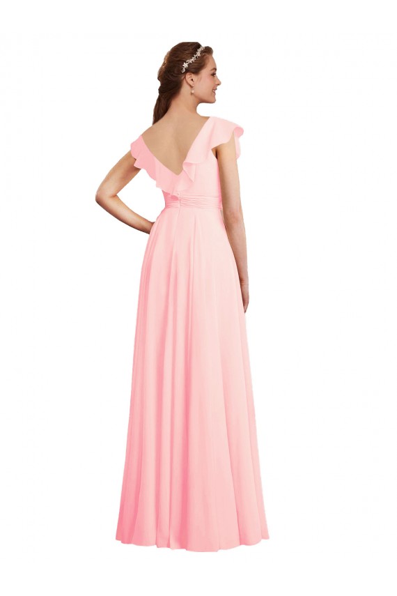 Online Chiffon A-Line Dress with Full Circle Skirt and Gathered Waistband UK