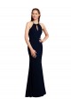 Online Fluted Long Chiffon Bridesmaid Dress with Halter Neckline and Keyhole UK
