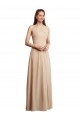 Online Draped Halter Neck Long Chiffon Bridesmaid Dress with Tie Back UK