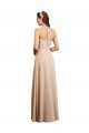 Online Draped Halter Neck Long Chiffon Bridesmaid Dress with Tie Back UK