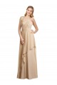Online Draped Long Chiffon A-Line Dress with Cascading Ruffles UK