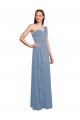 Online Single Shoulder Strap Long Chiffon Bridesmaid Dress with Cascading Ruffles UK