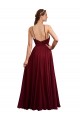 Online Long A-Line Halter Neck Chiffon Bridesmaid Dress with Draped Bodice UK