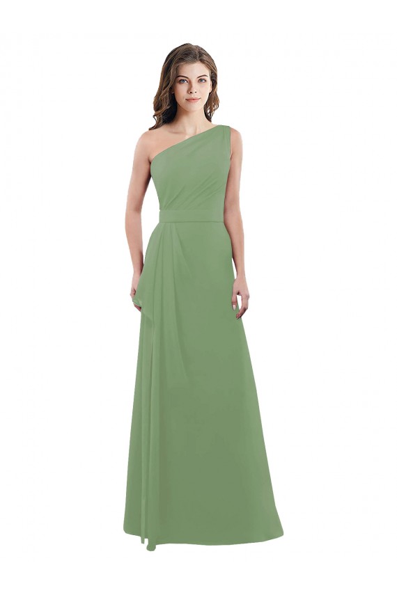 Online One Shoulder Chiffon Bridesmaid Dress with Pleats and Side Slit UK