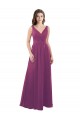 Online Long Chiffon A-Line Bridesmaid Dress with V-Neck Wrap Bodice UK