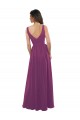 Online Long Chiffon A-Line Bridesmaid Dress with V-Neck Wrap Bodice UK