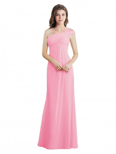Online Single Shoulder Chiffon Bridesmaid Dress with Draped Bodice UK
