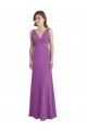 Online V-Shaped Neckline Long Chiffon Bridesmaid Dress with Cascading Ruffles Back UK
