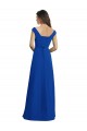 Online Draped Shoulder V-Neck Long Chiffon Bridesmaid Dress UK