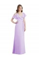 Online Ruffled Neckline Cold Shoulder Long Chiffon Bridesmaid Dress UK