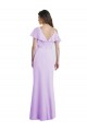Online Ruffled Neckline Cold Shoulder Long Chiffon Bridesmaid Dress UK