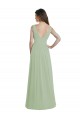Online V-Neck A-Line Long Chiffon Bridesmaid Dress with Draped Bodice UK