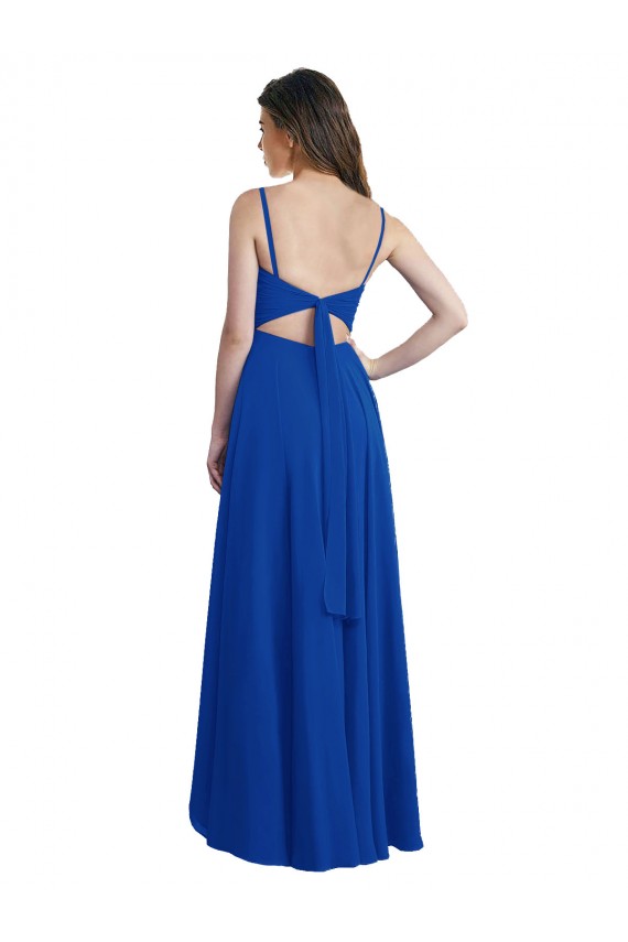 Online Draped High Low Chiffon Bridesmaid Dress with Cross Over Bodice UK