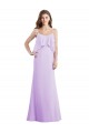 Online Scoop Neck Long Chiffon Bridesmaid Dress with Cross Over Neckline Flounce UK