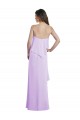 Online Scoop Neck Long Chiffon Bridesmaid Dress with Cross Over Neckline Flounce UK