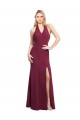 Online Chiffon Mermaid Bridesmaid Dress with Back Tie Halter Straps and Side Slit UK