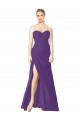 Online Strapless Chiffon Bridesmaid Dress with Pleated Wrap Bodice and Side Slit UK