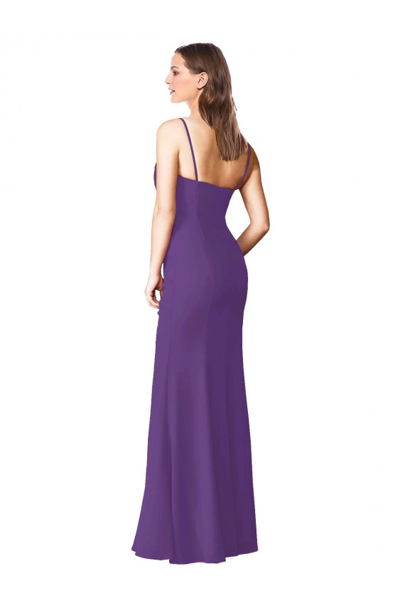 Online Strapless Chiffon Bridesmaid Dress with Pleated Wrap Bodice and Side Slit UK